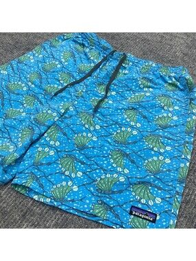 Patagonia Baggies Shorts Hexy Fish Radar Blue Men M Nylon Poly Lined Swim Trunks